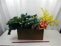 Box full of silk flowers / greenery