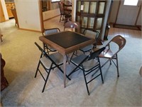 Wooden folding table with 6 metal folding chairs