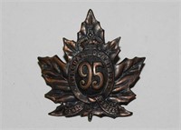 WWI CANADIAN 95TH INFANTRY BATTALION CAP BADGE
