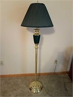 Brass floor lamp with forest green shade