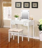 Vanity Set With Butterfly Bench, White