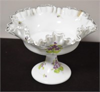 BEAUTIFUL HAND-PAINTED FENTON COMPOTE