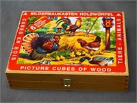 Vintage German Picture Cubes of Wood Block Puzzle