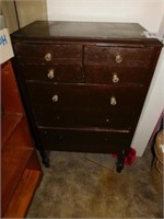 Antique ladies chest of drawers with glass pulls