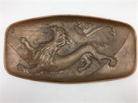 Bronze flat dish with lion