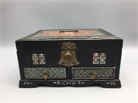 Korean inlaid mother-of-pearl footed wooden box