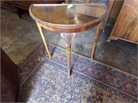 Feather Mahogany Half-Moon Table with Glass Insert