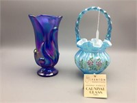 Lot of two Fenton glass items