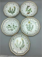 A lot of five hand painted reticulated plates