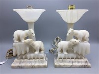 Pair of figural alabaster table lamps