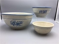 Lot of 3 stoneware mixing bowls