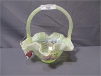 Fenton topaz opal painted 7" basket