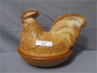 Fenton chocolate large rooster on nest