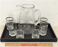 ETCHED EAGLE WATER PITCHER SET (6 GLASSES)
