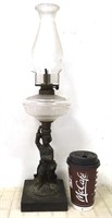 RARE EARLY 1800'S CAST FIGURAL BASE OIL LAMP