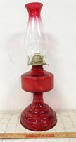 CRANBERRY STYLE OIL LAMP-ORIGINAL CHEMINEY