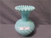 Fenton turquoise swirl 7" vase
