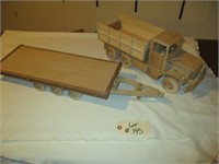 Wood Model Military Truck W/ Trailer