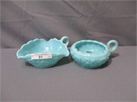 Fenton turquoise nappy & chamberstick