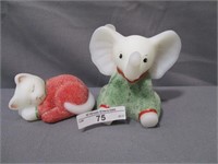 2 Fenton christmas decorated animals as shown
