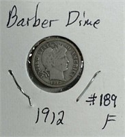 1912 Barber Dime  F