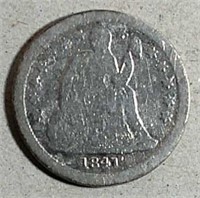 1841 Seated Liberty Dime  VG