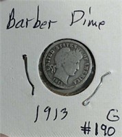 1913 Barber Dime  G