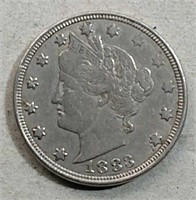 1883 No Cents Liberty Nickel  VF+