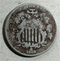 1869 Shield Nickel  G / VG