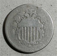 1866 w / rays Shield Nickel  G