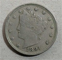 1891 Liberty Nickel  VF+