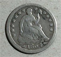 1854 Seated Half Dime  F