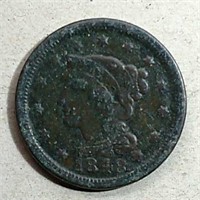 1848 Braided Hair Large Cent  F-Details