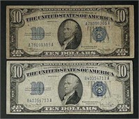 1934-A & D $10 Silver Certificates  VG