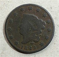 1822 Coronet Large Cent  G