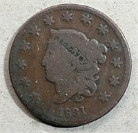 1831 Coronet Large Cent  G