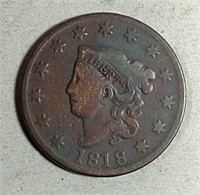 1818 Coronet Large Cent  VG