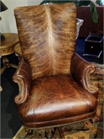 Maitland Smith Desk Chair Cowhide & Leather