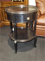 Round Side Table w/ Drawer Black