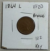 1864-L Indian Head Cent  VF