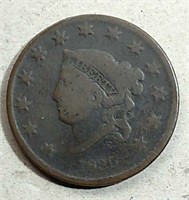1830 Coronet Large Cent  G+