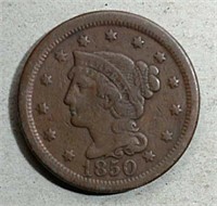 1850 Braided Hair Large Cent  F