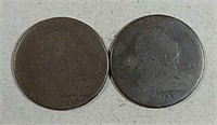 1803 & 1805 Draped Bust Large Cents  Poor