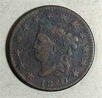 1820 / 19  Coronet Large Cent  VG-Details