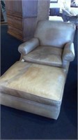 Henredon London Club Chair w/ Ottoman Leather