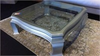 Silver Glass Top Cocktail Table