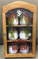 Coffee Hutch w/ 6 Coffee Mugs