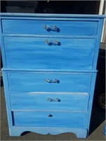 Blue Highboy 5 Drawer Dresser