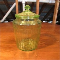 10" Green Glass Cookie Cracker Jar with Lid