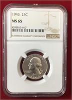 1943 25C NGC MS65